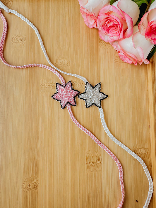 Set of 2 -Pink and Spark Handmade Rakhi
