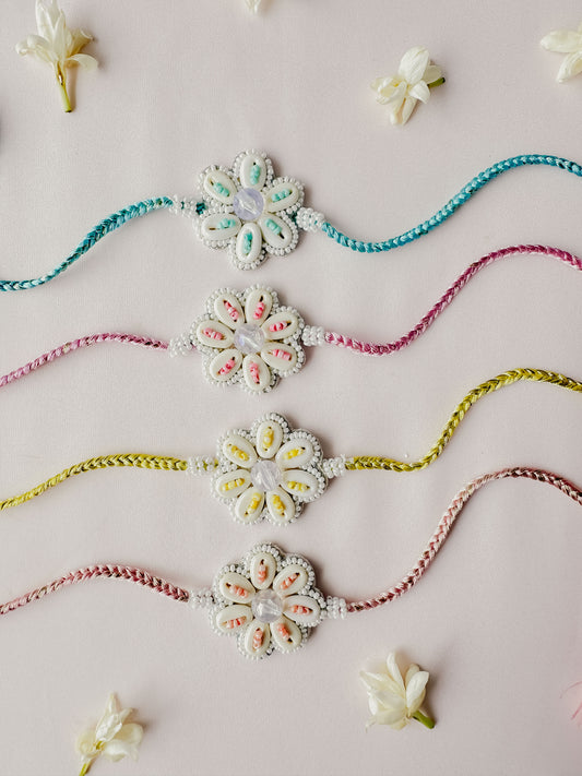Set of 4- Pastel Bloom Handmade Rakhis