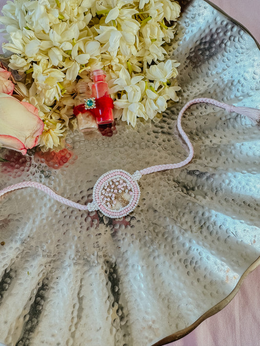Sweet Pink Kalpavriksha Handmade Rakhi