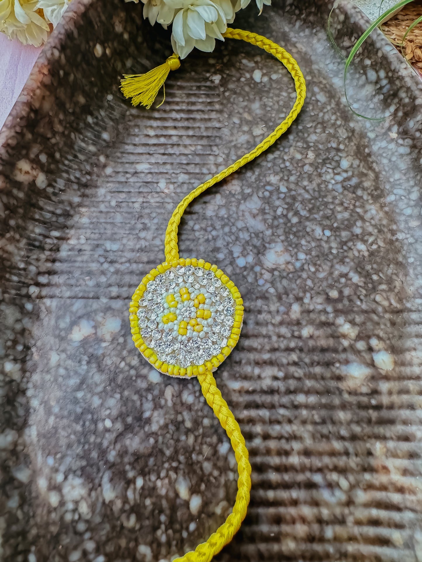Yellow Stones Handmade Rakhi