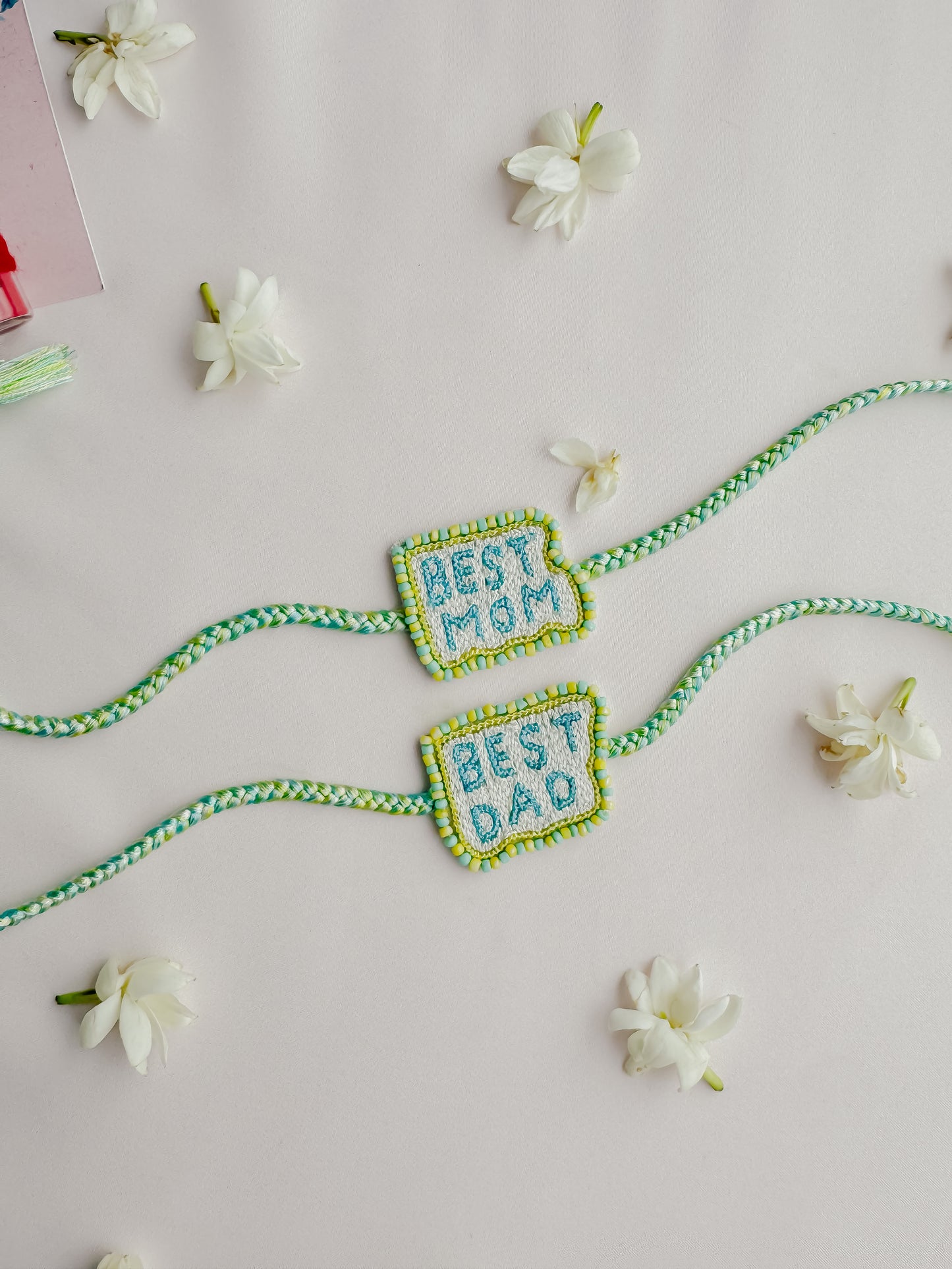 Set of 2- Best Mom & Best Dad Handmade Rakhi