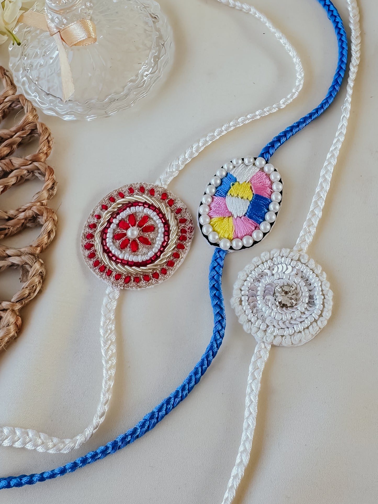 Set of 3 - Traditional Thread  Handmade Rakhis