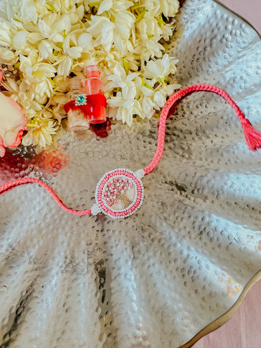 Rose Pink Kalpavriksha Handmade Rakhi