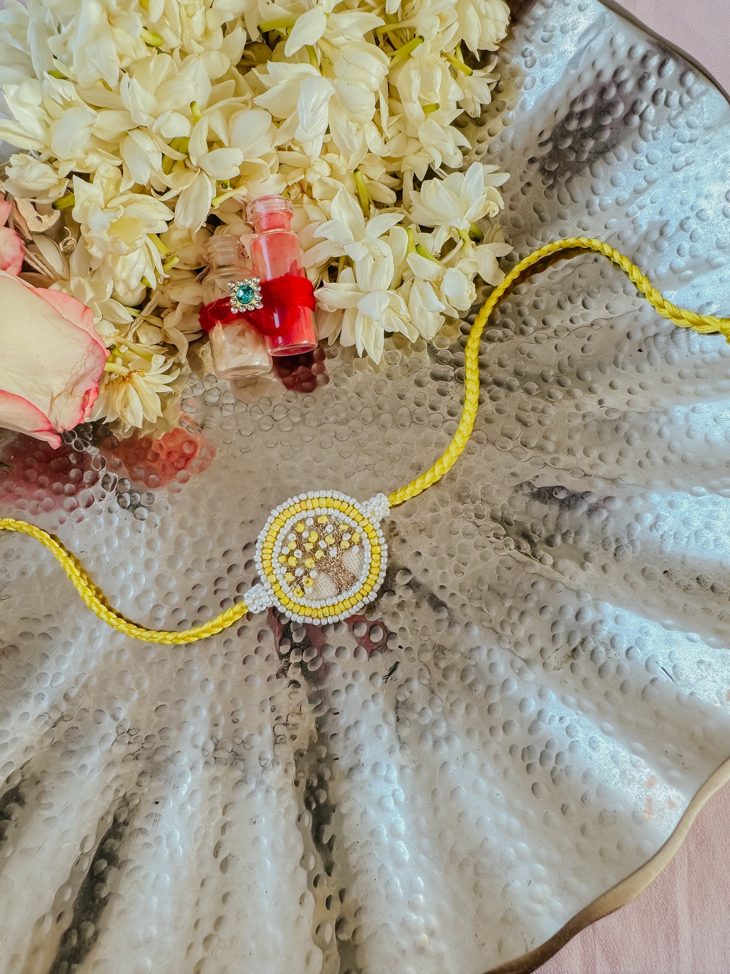 Yellow Kalpavriksha Handmade Rakhi